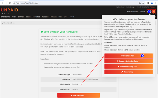 Unraid 兑换激活码方法（2024.03.08 之前兑换方法）